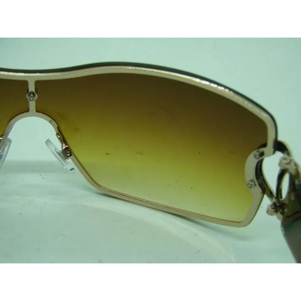 NYS Collection Womens Sunglasses Gold Circle Bling Square Gradient Bronze Lens